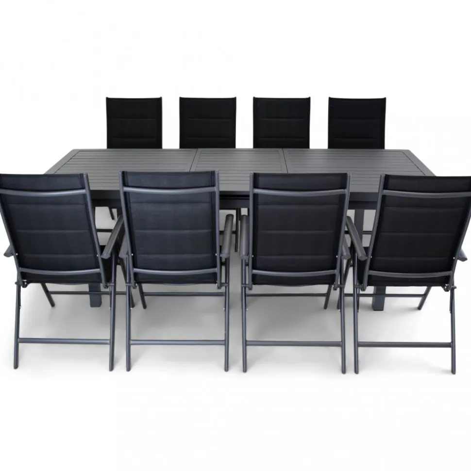Förlängningsbart bord i aluminium 180-240cm | 8 positionsstolar