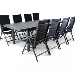 Förlängningsbart bord i aluminium 180-240cm | 8 positionsstolar