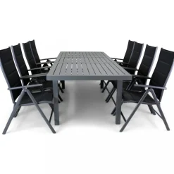 Förlängningsbart bord i aluminium 180-240cm | 8 positionsstolar