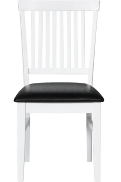 Fårö matstol | Vitlackad trästomme med svart PU-sits | Klassisk och hållbar design