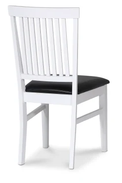 Fårö matstol | Vitlackad trästomme med svart PU-sits | Klassisk och hållbar design