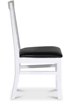 Fårö matstol | Vitlackad trästomme med svart PU-sits | Klassisk och hållbar design