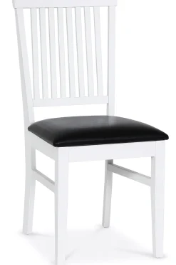 Fårö matstol | Vitlackad trästomme med svart PU-sits | Klassisk och hållbar design