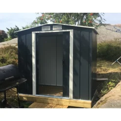 Förråd 8,4m² | Metallförråd med skjutdörrar & fundament | Svart