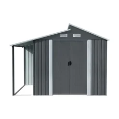 Förråd och redskapsbod 5m² | Dubbel Skjutdörr | 2 i 1 lösning | Grå