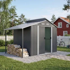 Förråd och redskapsbod 5m² | Dubbel Skjutdörr | 2 i 1 lösning | Grå