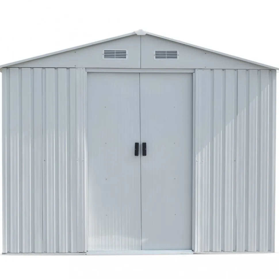Förråd och redskapsbod 5,3m² | Skjutdörr | Med bas | Vit