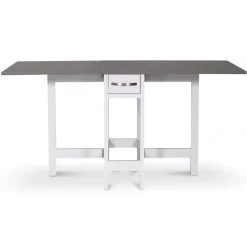 Fårö Slagbord Vit/Grå | Hopfällbart matbord med lådor i akacia & MDF