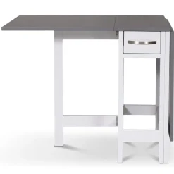 Fårö Slagbord Vit/Grå | Hopfällbart matbord med lådor i akacia & MDF