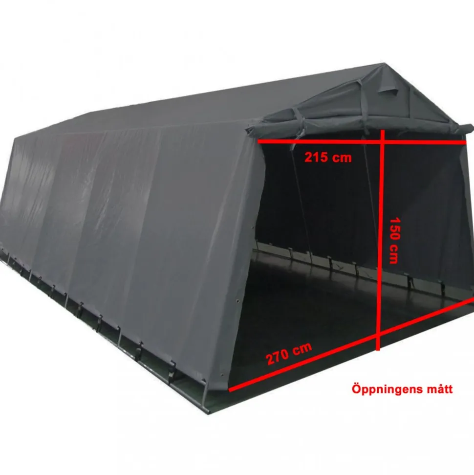 Garagetält 2,7x5,1m | 13,7m² - 200g/m² | PE - Grå