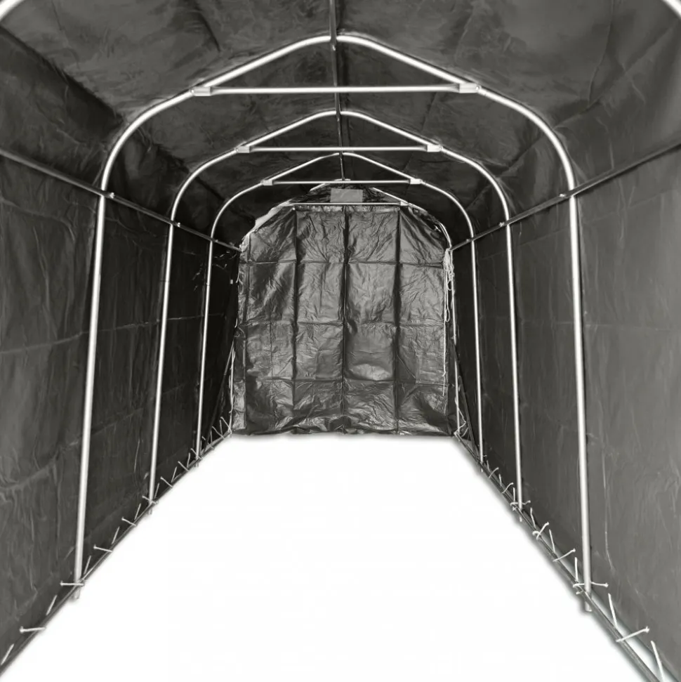 Garagetält 2,4x6m | 14,4m² - 500g/m² | PVC - Grå