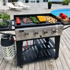 Gasoldrivet stekbord 16 kW | 4 rostfria brännare | Lockhart