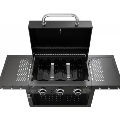 Gasolgrill med 3 rostfria brännare | Svart | Oklahoma