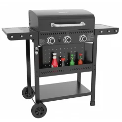 Gasolgrill med 3 rostfria brännare | Svart | Oklahoma