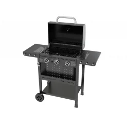 Gasolgrill med 3 rostfria brännare | Svart | Oklahoma
