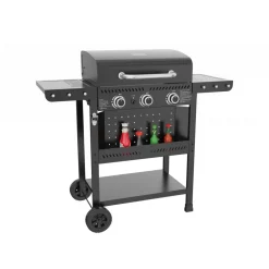 Gasolgrill med 3 rostfria brännare | Svart | Oklahoma