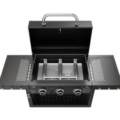Gasolgrill med 3 rostfria brännare | Svart | Oklahoma