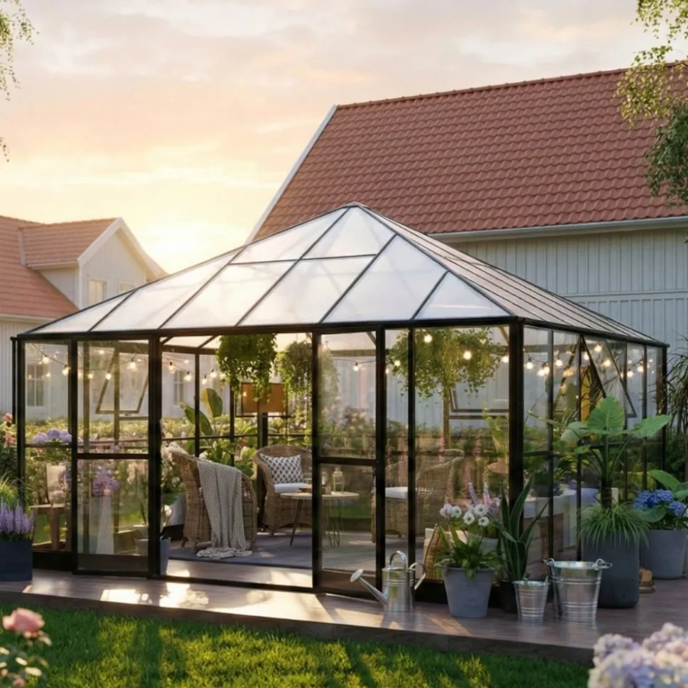 Gazebo 17,6m² | Stort premiumväxthus| Stormgaranti | 4 mm säkerhetsglas