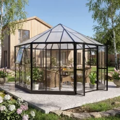 Gazebo 12,7m² | Stort premiumväxthus| Stormgaranti | 4 mm säkerhetsglas