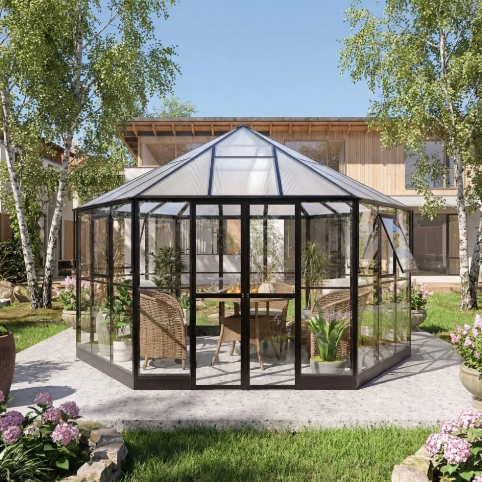 Gazebo 12,7m² | Stort premiumväxthus| Stormgaranti | 4 mm säkerhetsglas