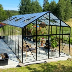 Glasväxthus 19m² | 5 års stormgaranti | 4mm säkerhetsglas