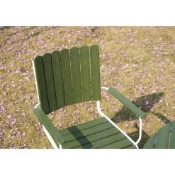 Glänta rund matgrupp utomhus | 6 stolar & Ø135 cm bord | Grön/vit