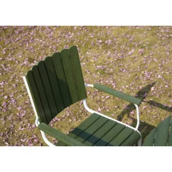 Glänta rund matgrupp utomhus | 6 stolar & Ø135 cm bord | Grön/vit