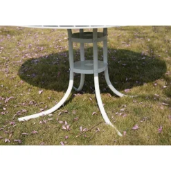 Glänta rund matgrupp utomhus | 6 stolar & Ø135 cm bord | Grön/vit