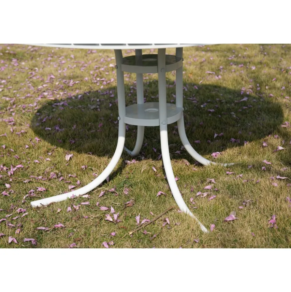 Glänta rund matgrupp utomhus | 6 stolar & Ø135 cm bord | Grön/vit