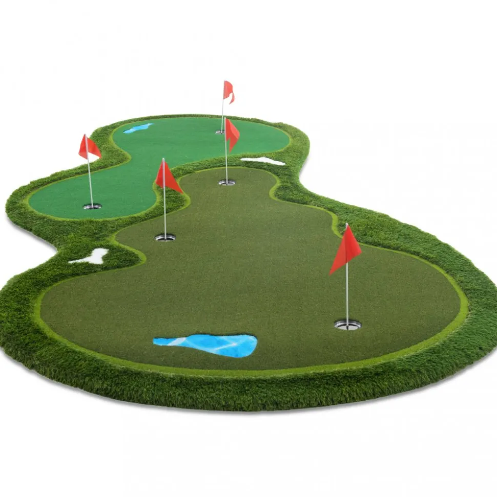 Golfmatta Pro | Dubbla greener och vattenhinder | 4x2m