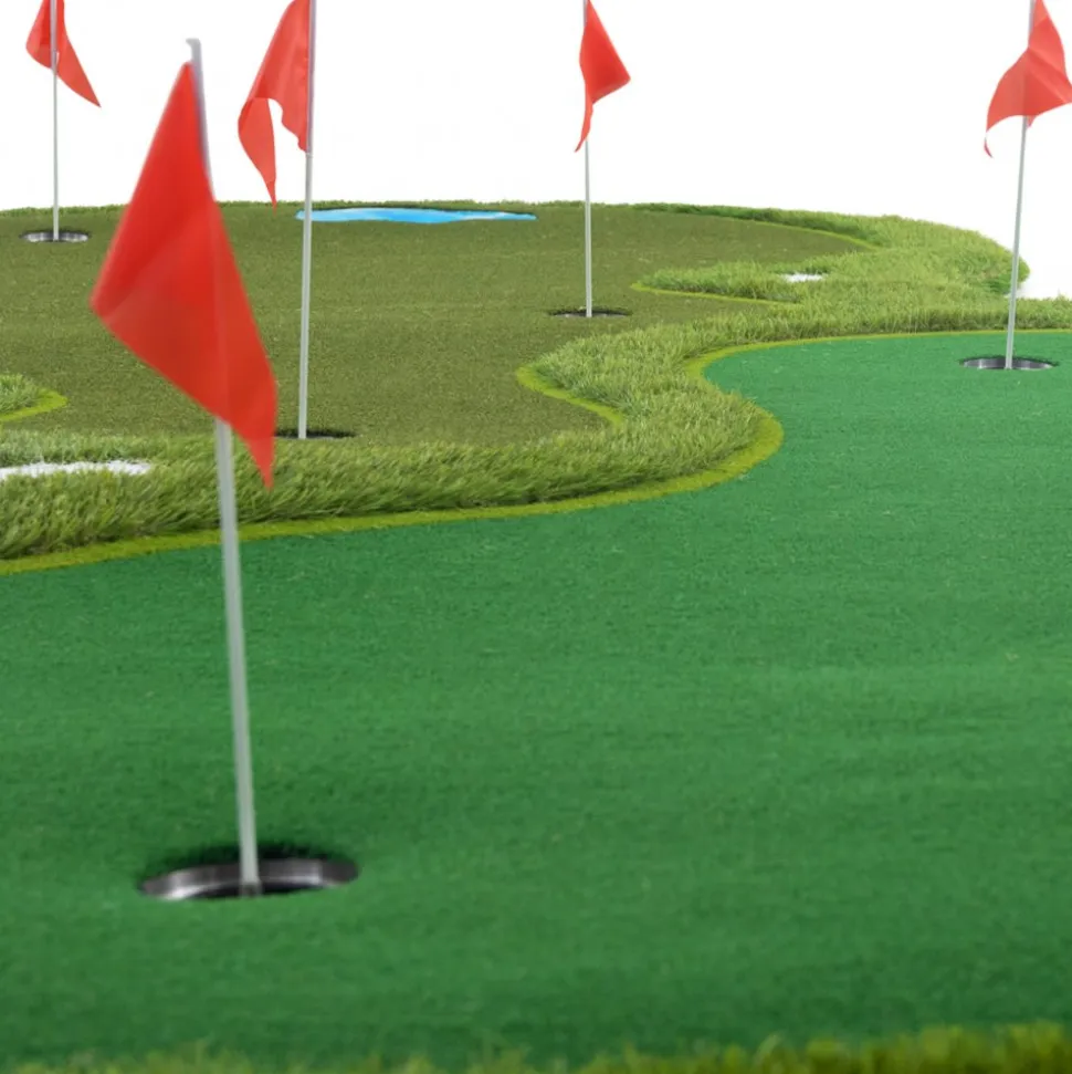 Golfmatta Pro | Dubbla greener och vattenhinder | 4x2m