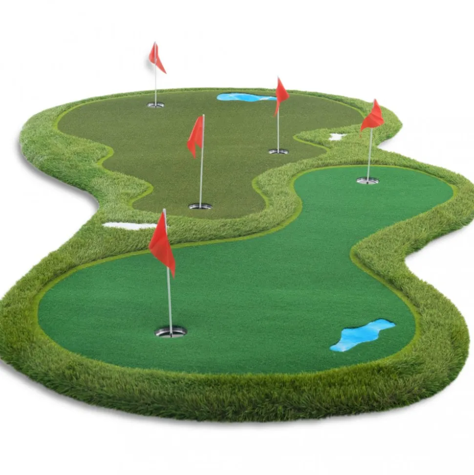 Golfmatta Pro | Dubbla greener och vattenhinder | 4x2m