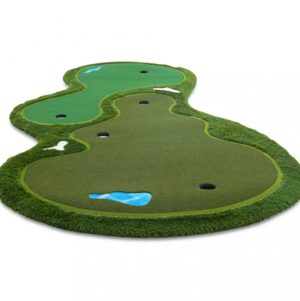 Golfmatta Pro | Dubbla greener och vattenhinder | 4x2m