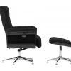 Hagön fåtölj med fotpall | Antracit teddy, recliner & snurrstativ | Lyxig komfort och modern design