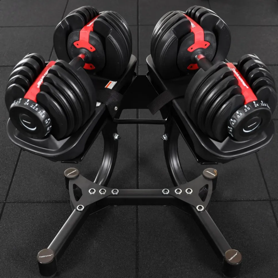 Hantelställ i stål | Maxlast 2x40kg | Trekkrunner