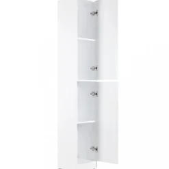 Högskåp badrum 180x30cm | Fyra hyllplan | Golvstående | Vit