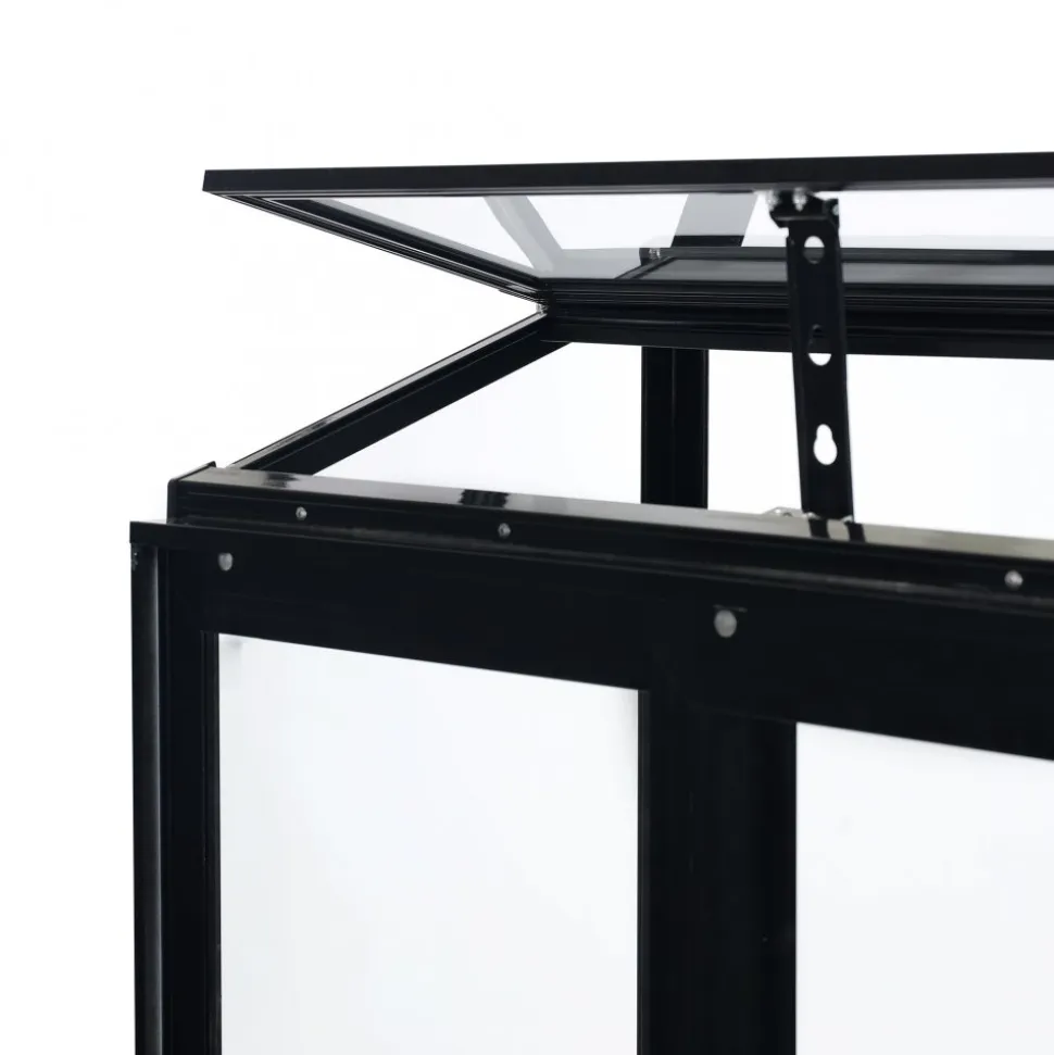 Högt miniväxthus | 4mm säkerhetsglas | Svart
