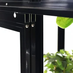 Högt miniväxthus V-tak | 4mm säkerhetsglas | Svart