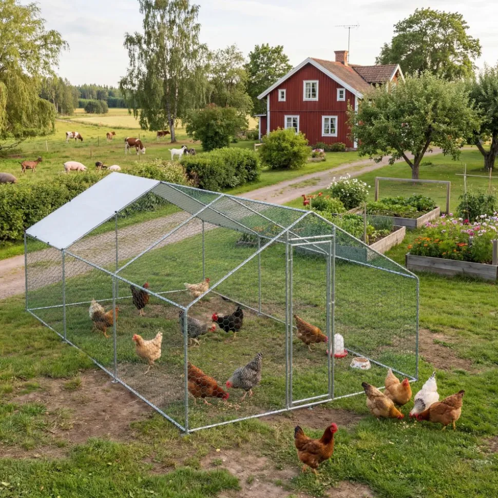 Hönsgård i galvaniserat stål | Lättstädat | Hög ståhöjd
