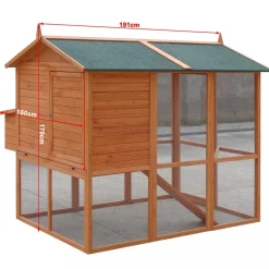 Hönshus med hönsgård | Lättstädat | Färdig byggsats | 1,9x1,7x1,6m