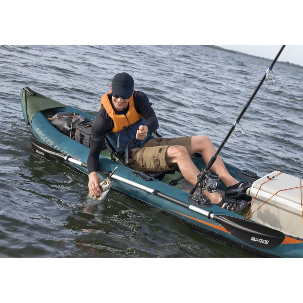 HydroForce Angler Elite Fiskekajak 380×99 cm | Fish ruler, ripstop & komplett set | Bestway (65197)
