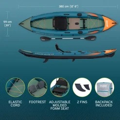 HydroForce Angler Elite Fiskekajak 380×99 cm | Fish ruler, ripstop & komplett set | Bestway (65197)