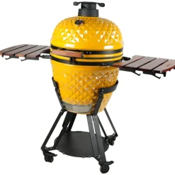Kamadogrill Ø54 cm | Keramisk kolgrill i Yellow Pineapple-design med termometer | Hawaii