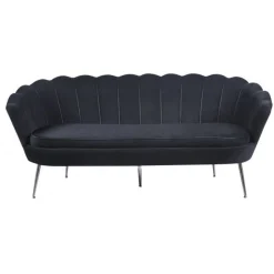Kingsley 3-sits soffa  Svart sammet med kromben | Modern lyx & hög komfort