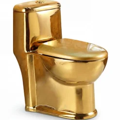 Klassisk guldtoalett | S-trap 300 mm | Lyxig WC med sifonisk spolning