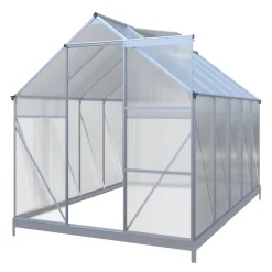 Klassiskt växthus i aluminium 5,9 m² | UV-skyddad kanalplast & bas ingår