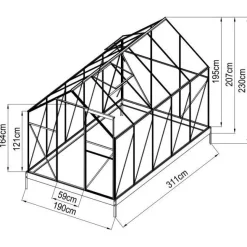 Klassiskt växthus i aluminium 5,9 m² | UV-skyddad kanalplast & bas ingår