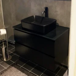 Kommod | Med tvättställ i svart design | Nimbus