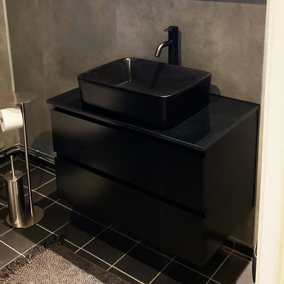 Kommod | Med tvättställ i svart design | Nimbus