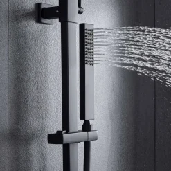 Komplett takduschset med handdusch i kantig design | Svart